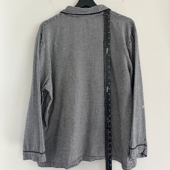 Vintage Charter Club Snowman Holiday Pajama Top Black and White Gingham Size L - Picture 5 of 6